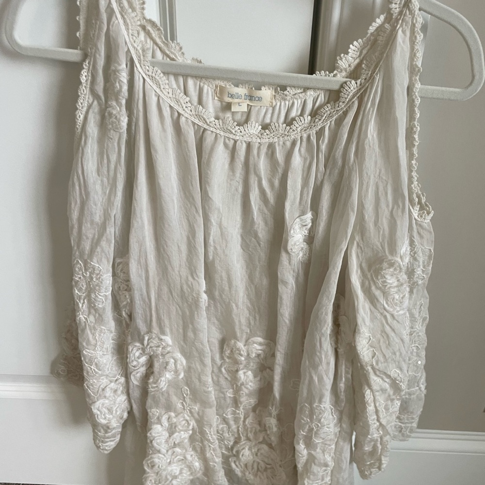 Belle France tunic top, with embroidery, one of my favorites, feminine